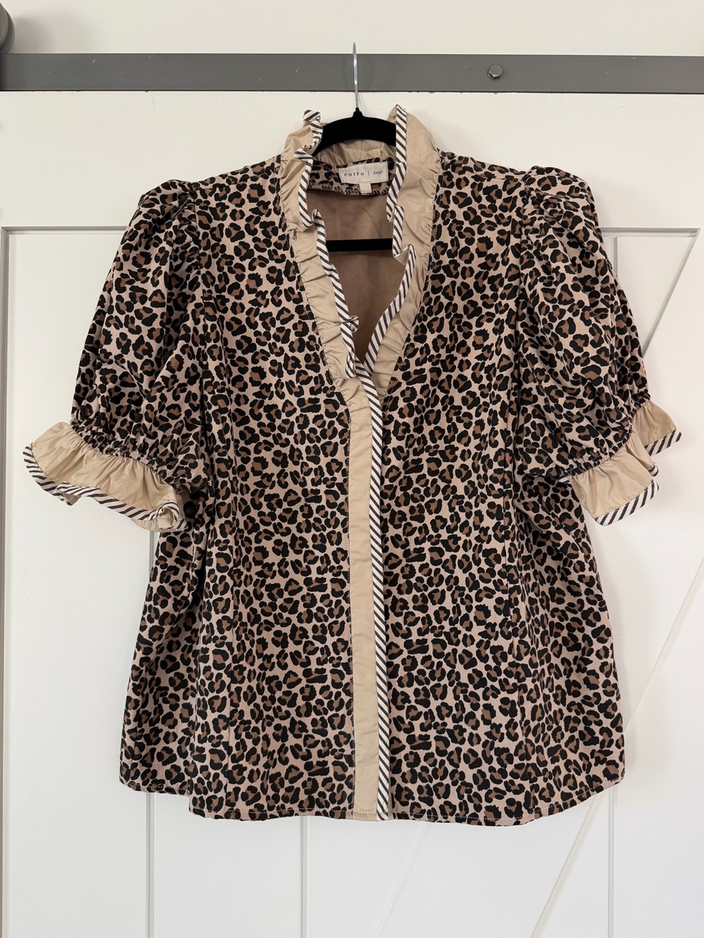 Entro Leopard Print Ruffle Sleeve Top - Picture 5 of 11